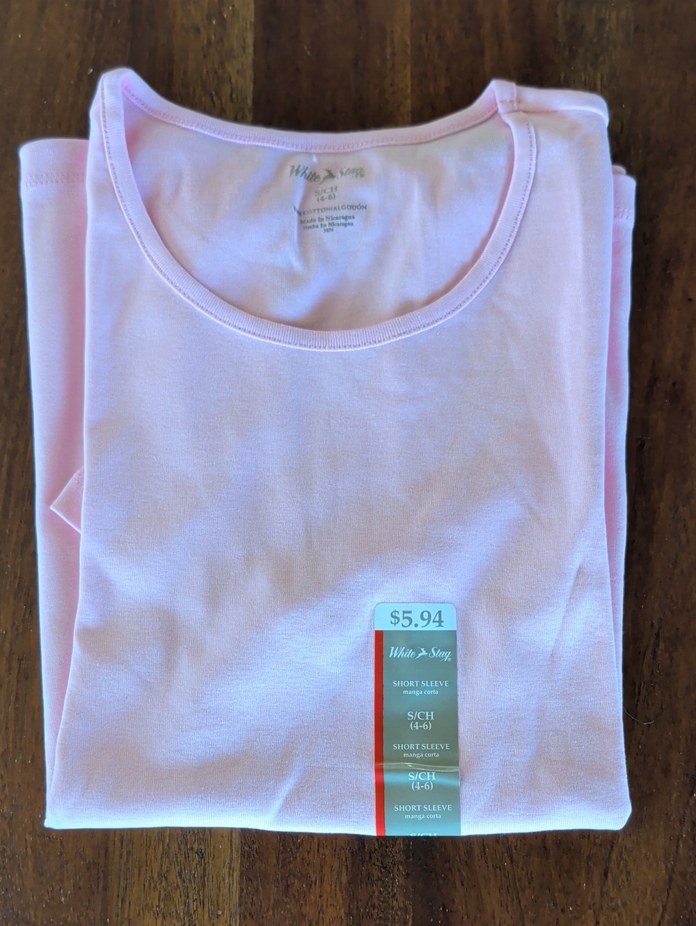 White Stag Pale Pink Short Sleeve Scoop Neck Tee